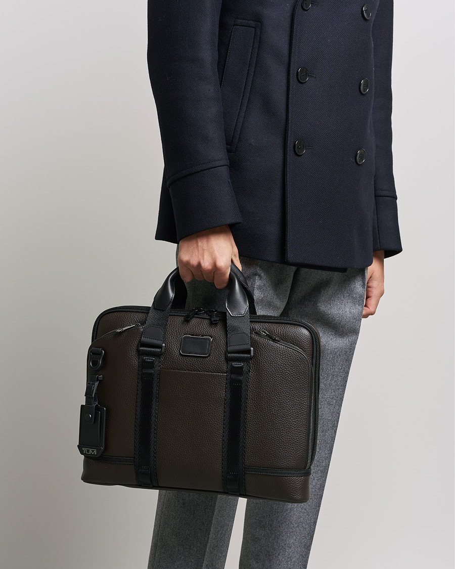 Men | Briefcases | TUMI | Alpha Bravo Academy Leather Brief Dark Brown