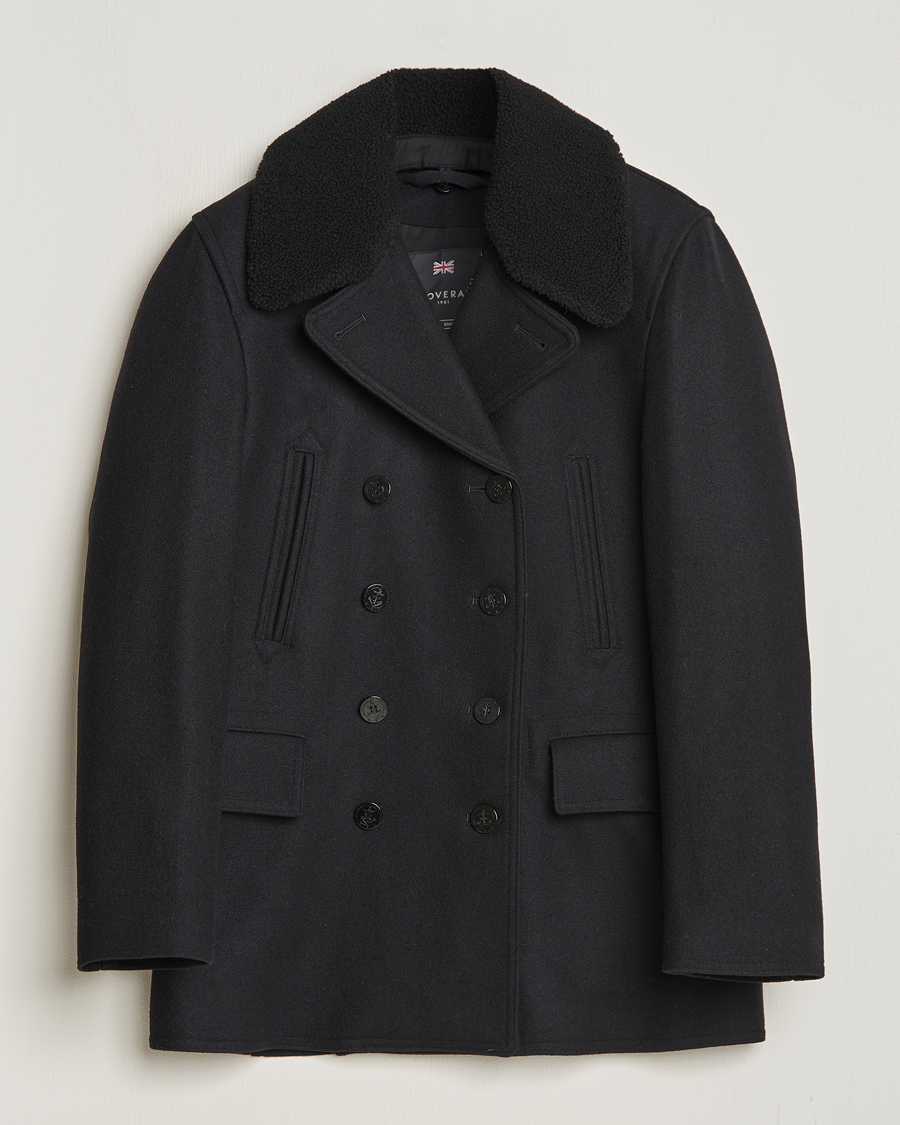 Heren | Jassen | Gloverall | Churchill Reefer Shearling Peacoat Black