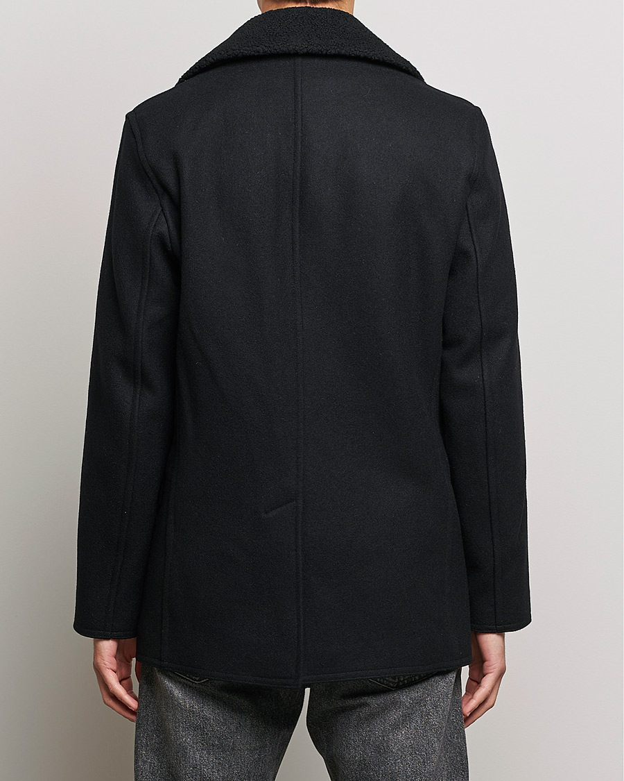 Heren | Jassen | Gloverall | Churchill Reefer Shearling Peacoat Black