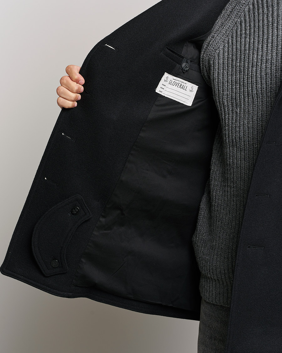 Heren | Jassen | Gloverall | Churchill Reefer Shearling Peacoat Black