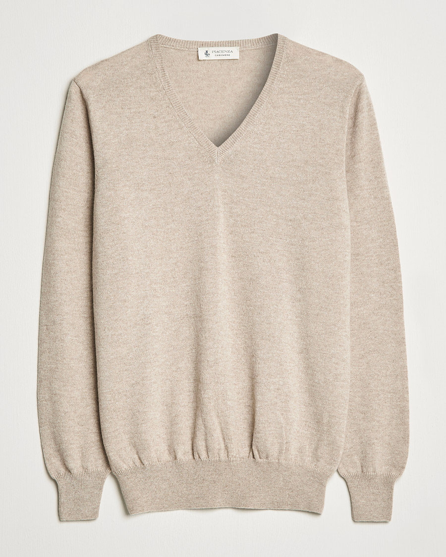 Heren | Truien | Piacenza Cashmere | Cashmere V Neck Sweater Beige