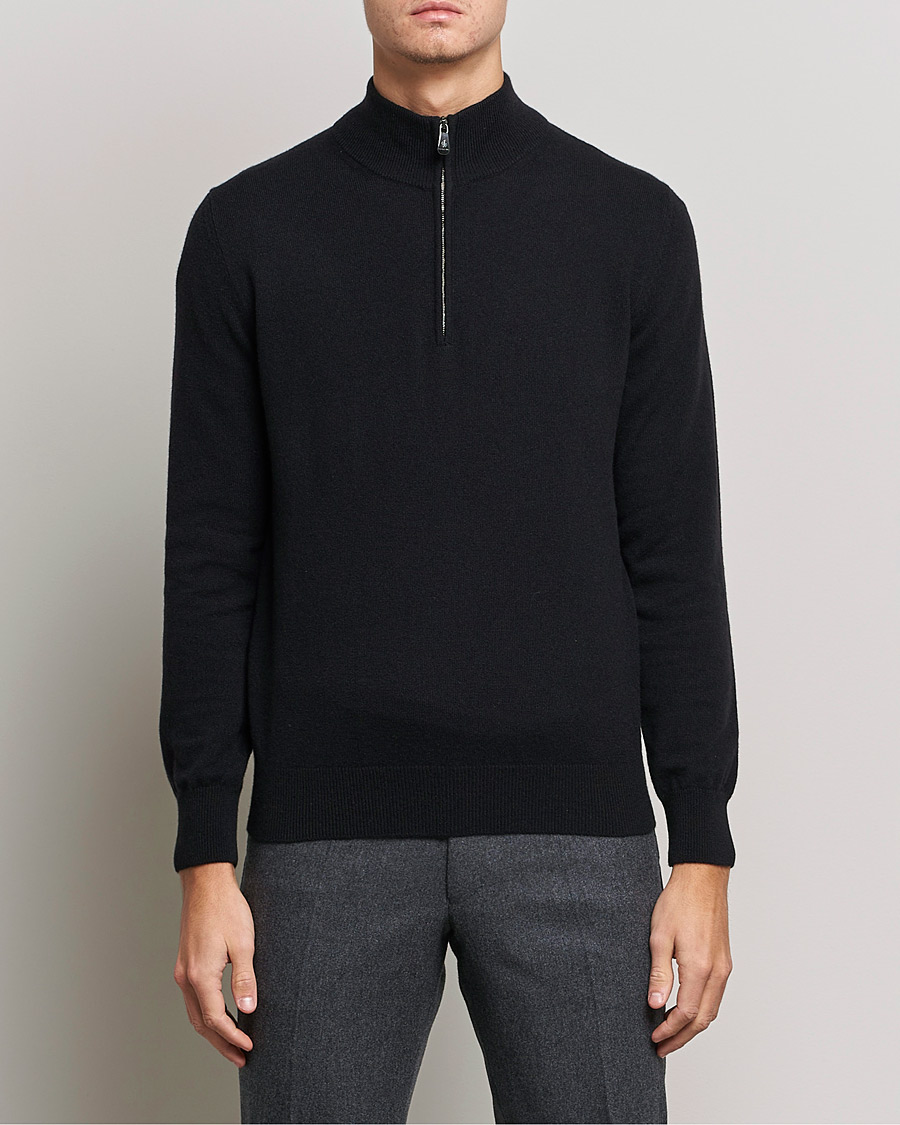 Heren |  | Piacenza Cashmere | Cashmere Half Zip Sweater Black