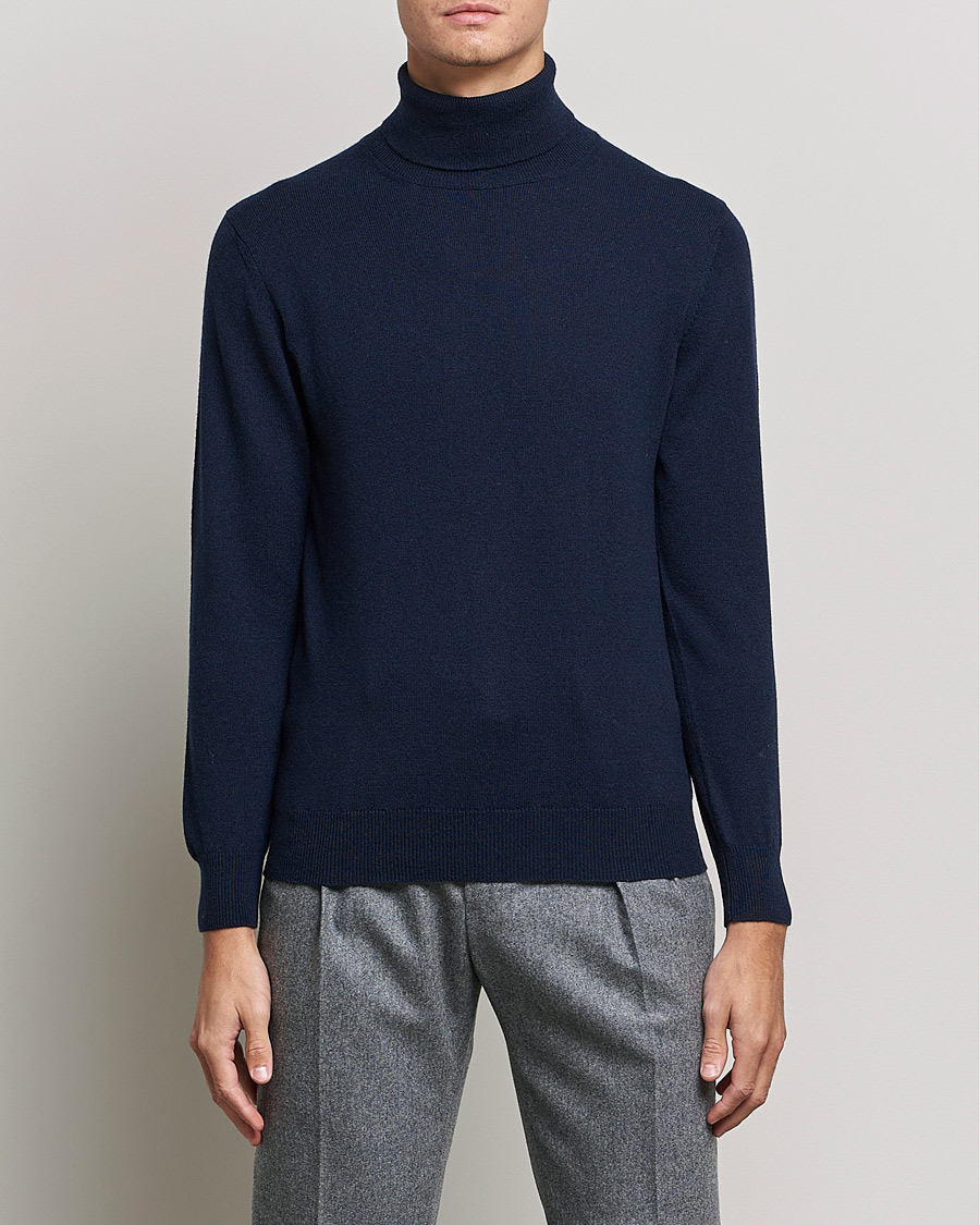 Heren |  | Piacenza Cashmere | Cashmere Rollneck Sweater Navy