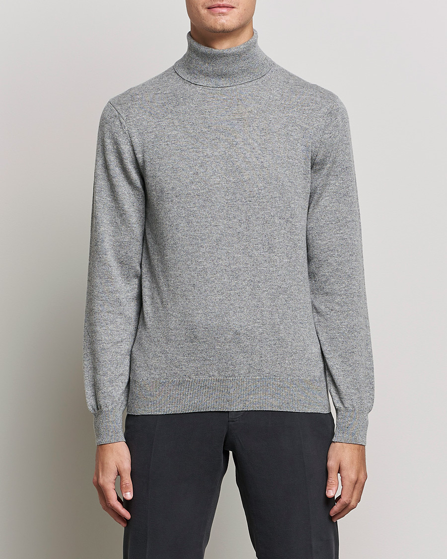Heren | Italian Department | Piacenza Cashmere | Cashmere Rollneck Sweater Light Grey