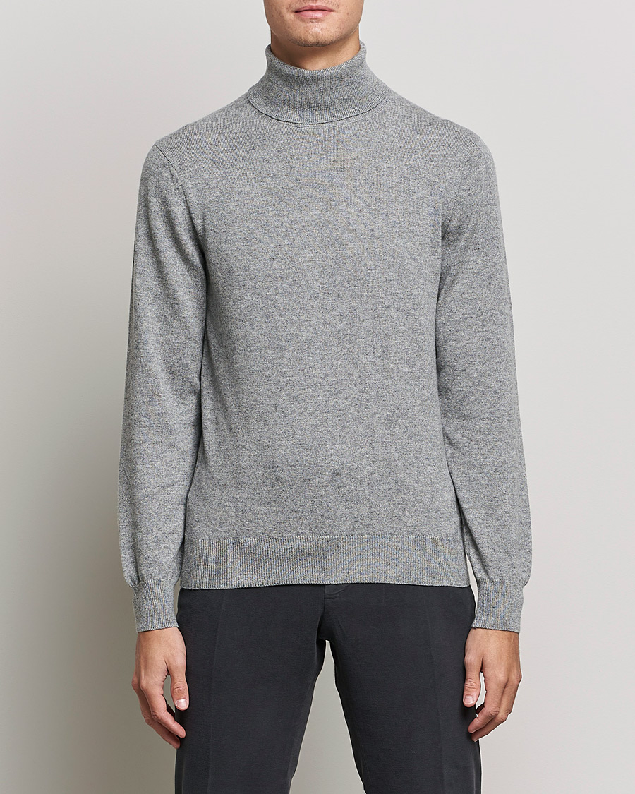 Men |  | Piacenza Cashmere | Cashmere Rollneck Sweater Light Grey