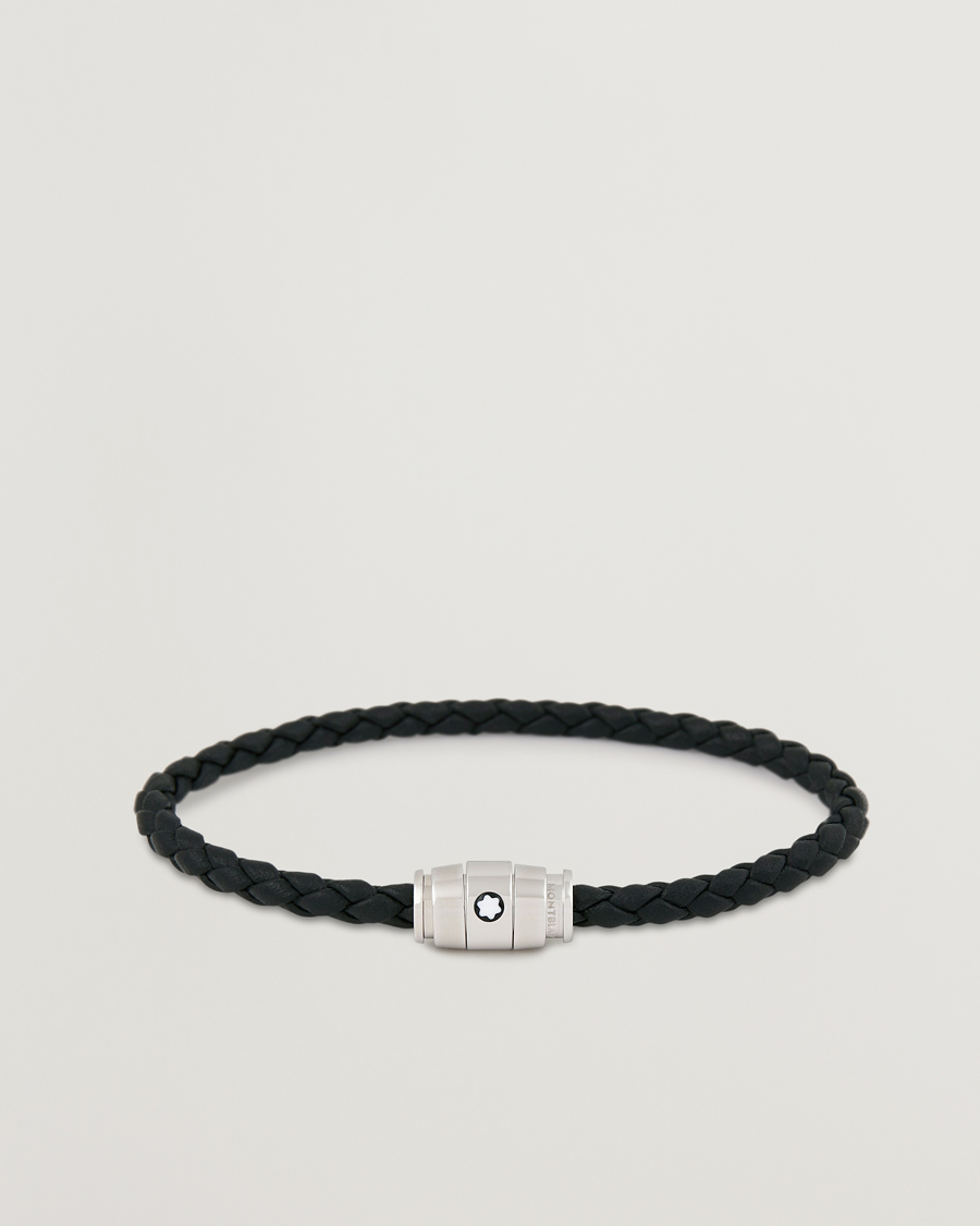 Heren | Montblanc | Montblanc | Bracelet Steel 3 Rings Leather Black