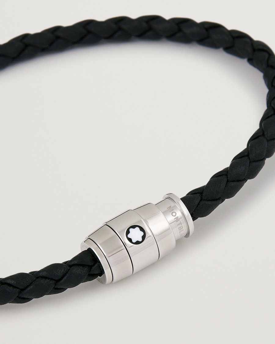 Heren | Sieraden | Montblanc | Bracelet Steel 3 Rings Leather Black
