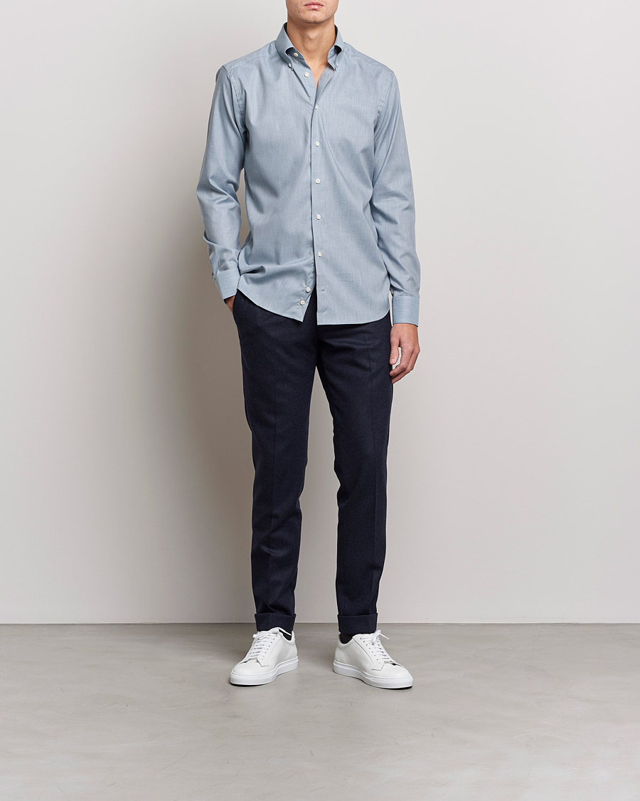 Heren | Overhemden | Eton | Wrinkle Free Button Down Oxford Shirt Light Blue