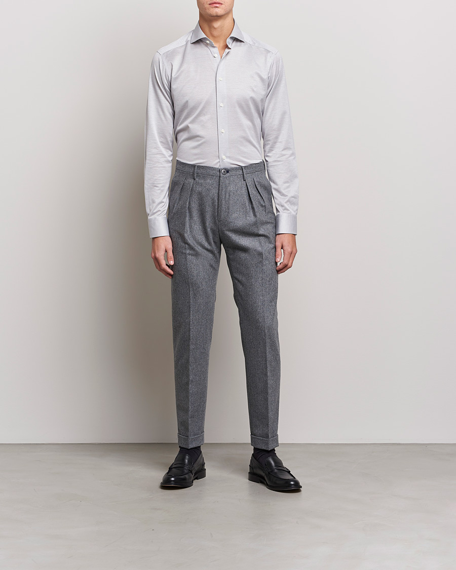 Heren | Overhemden | Eton | King Knit Filo Di Scozia Shirt Grey