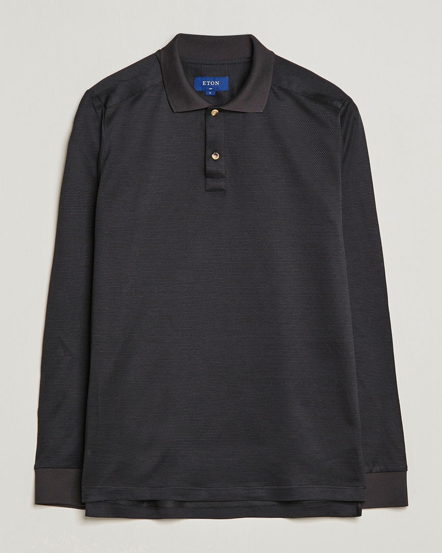 Heren | Truien | Eton | Knit Jaquard Polo Shirt Black