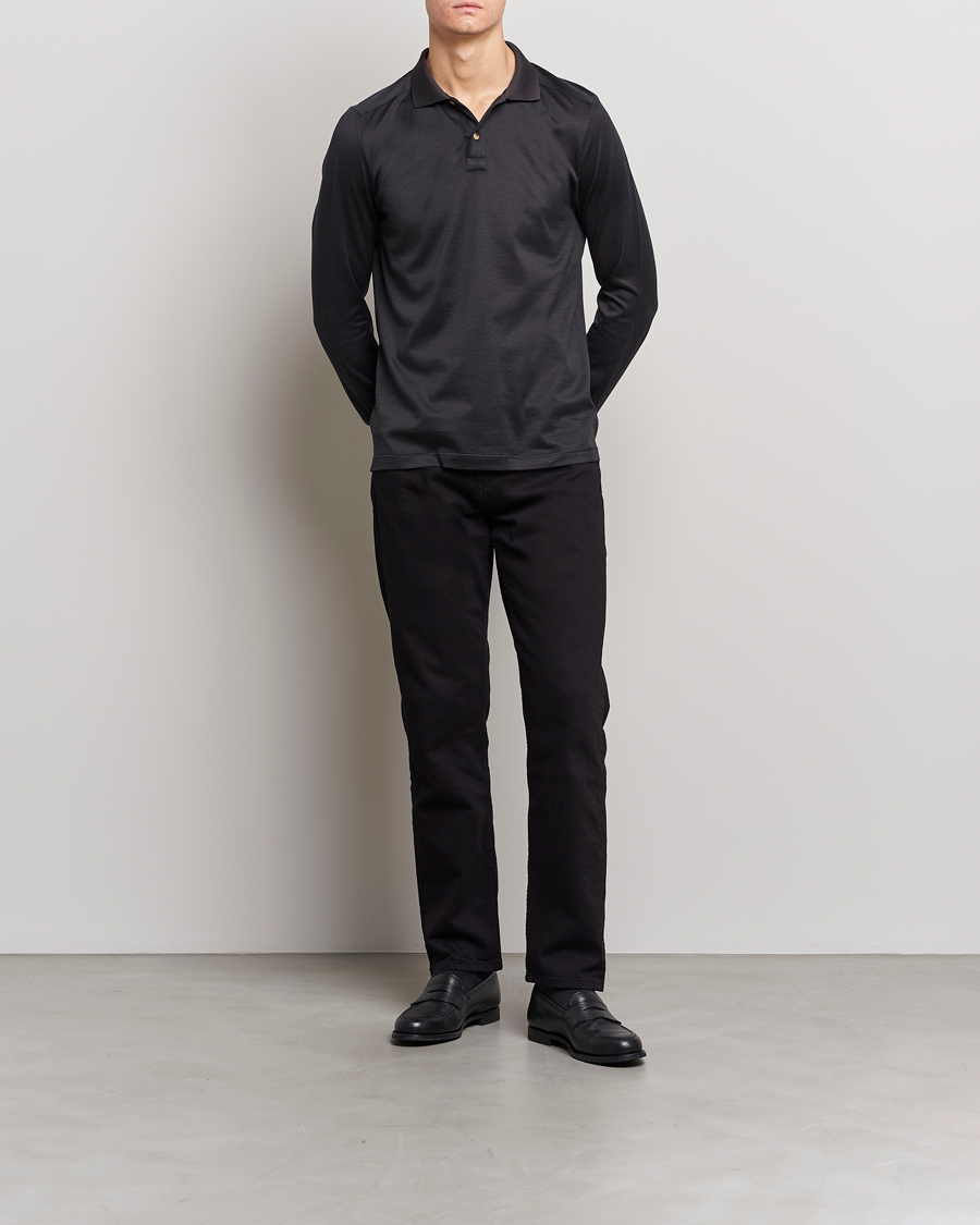 Heren | Truien | Eton | Knit Jaquard Polo Shirt Black
