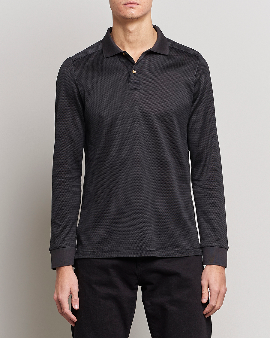 Heren | Truien | Eton | Knit Jaquard Polo Shirt Black