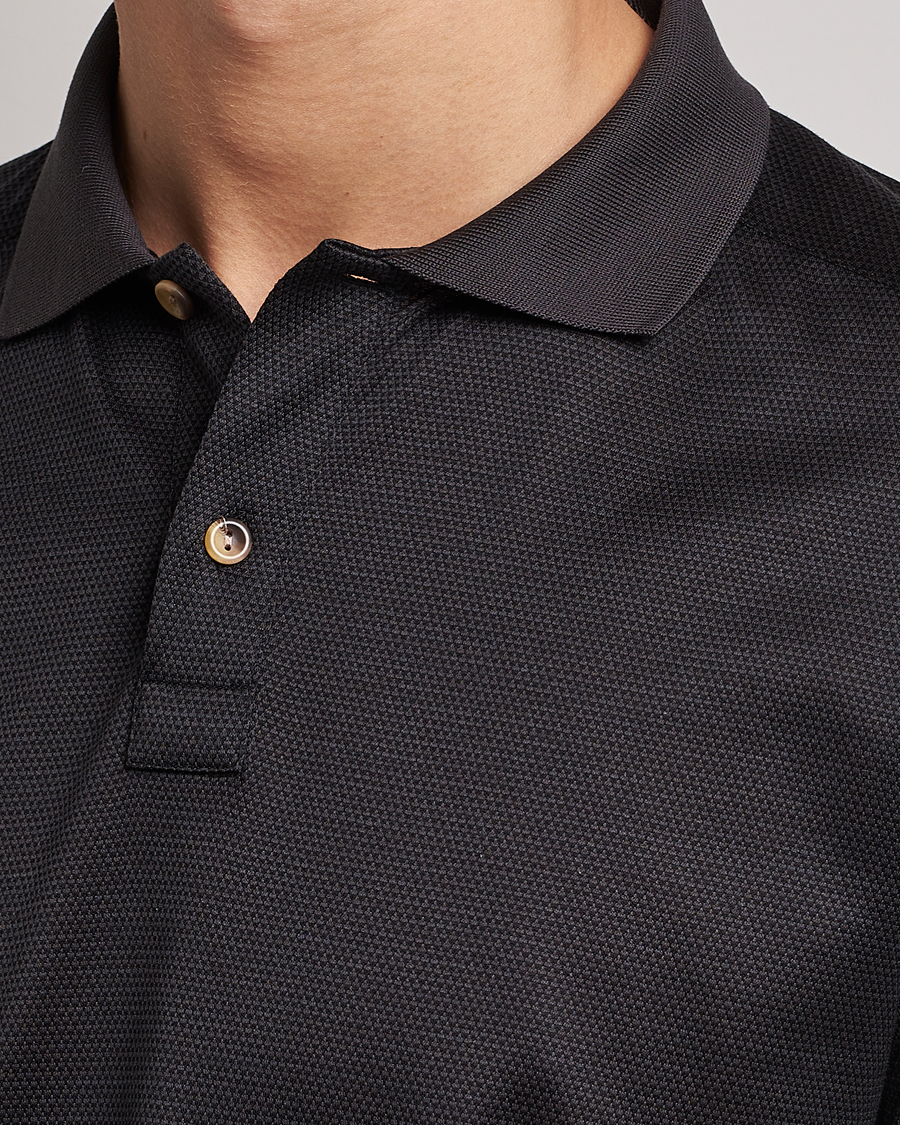 Heren | Truien | Eton | Knit Jaquard Polo Shirt Black