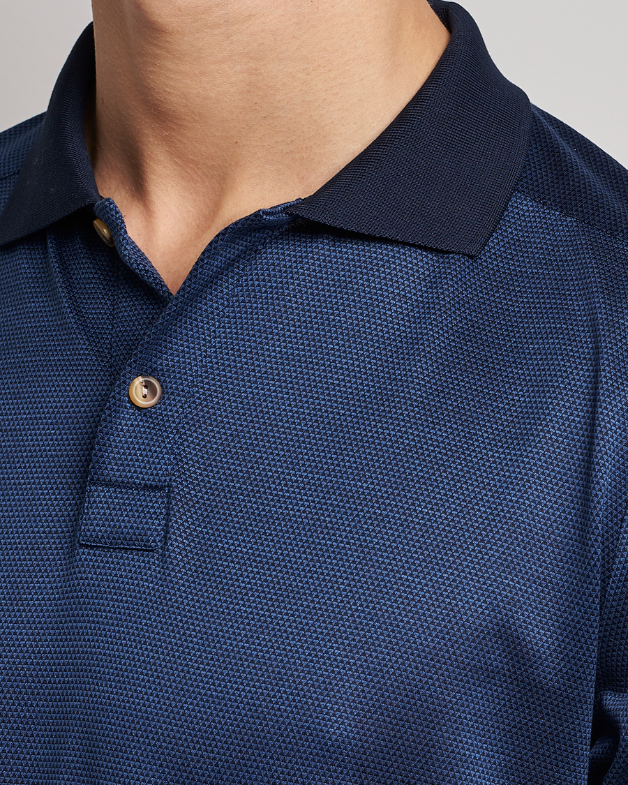 Heren | Truien | Eton | Knit Jaquard Polo Shirt Blue