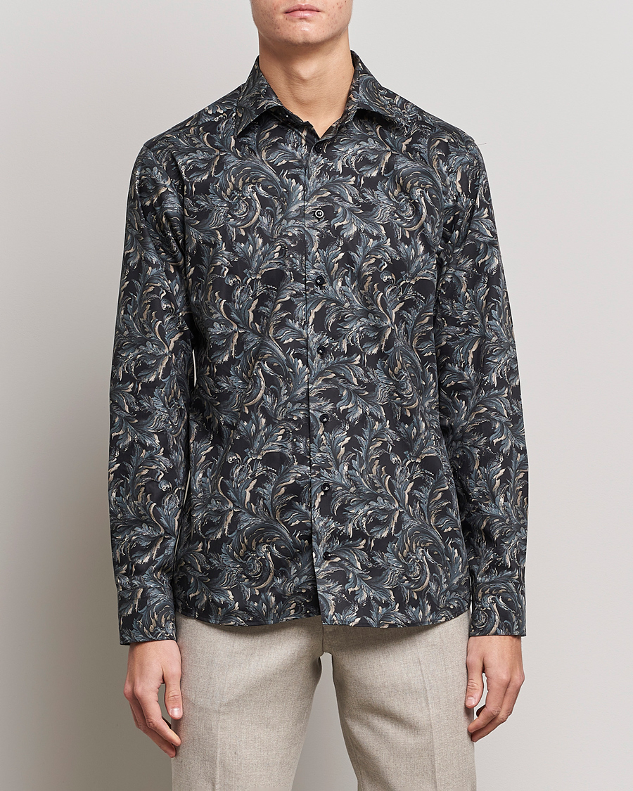Heren | Overhemden | Eton | Floral Signature Twill Shirt Black