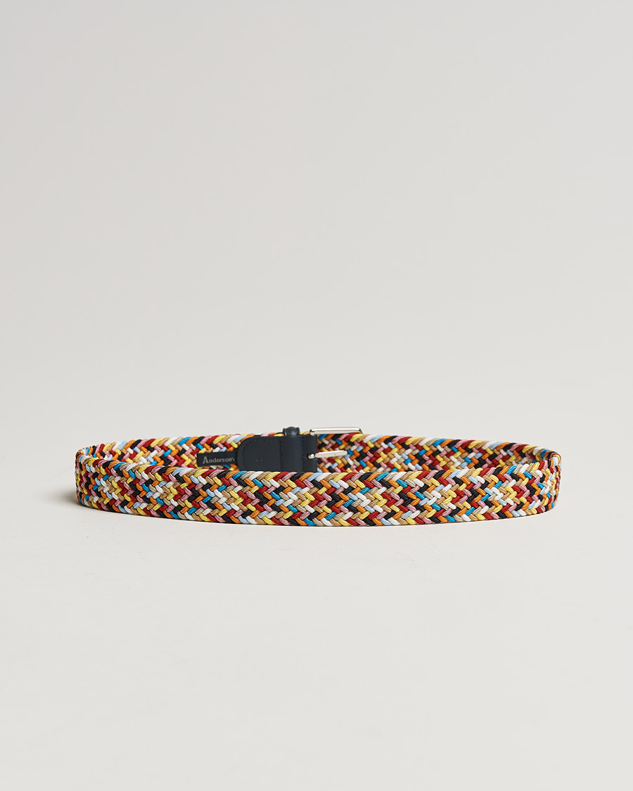 Heren | Italian Department | Anderson's | Stretch Woven 3,5 cm Belt Multi