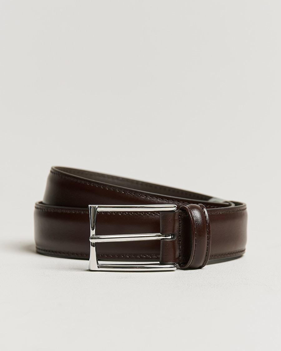 Heren | Riemen | Anderson's | Leather Suit Belt 3 cm Dark Brown