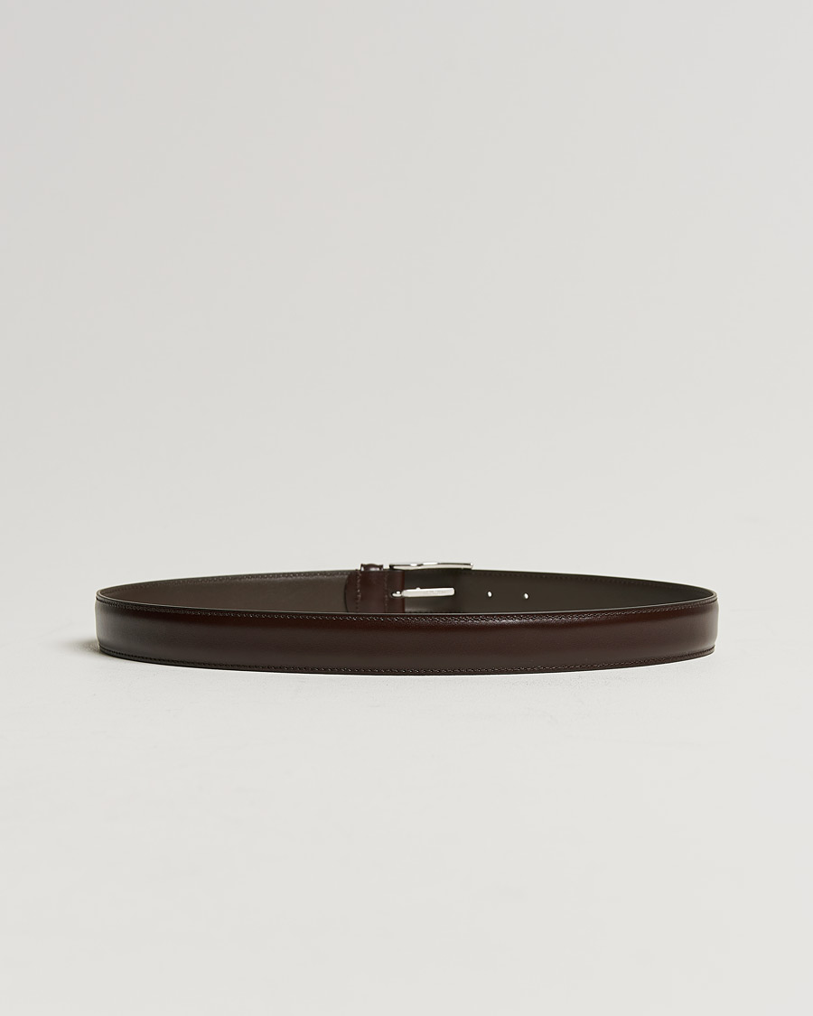 Heren | Italian Department | Anderson's | Leather Suit Belt 3 cm Dark Brown