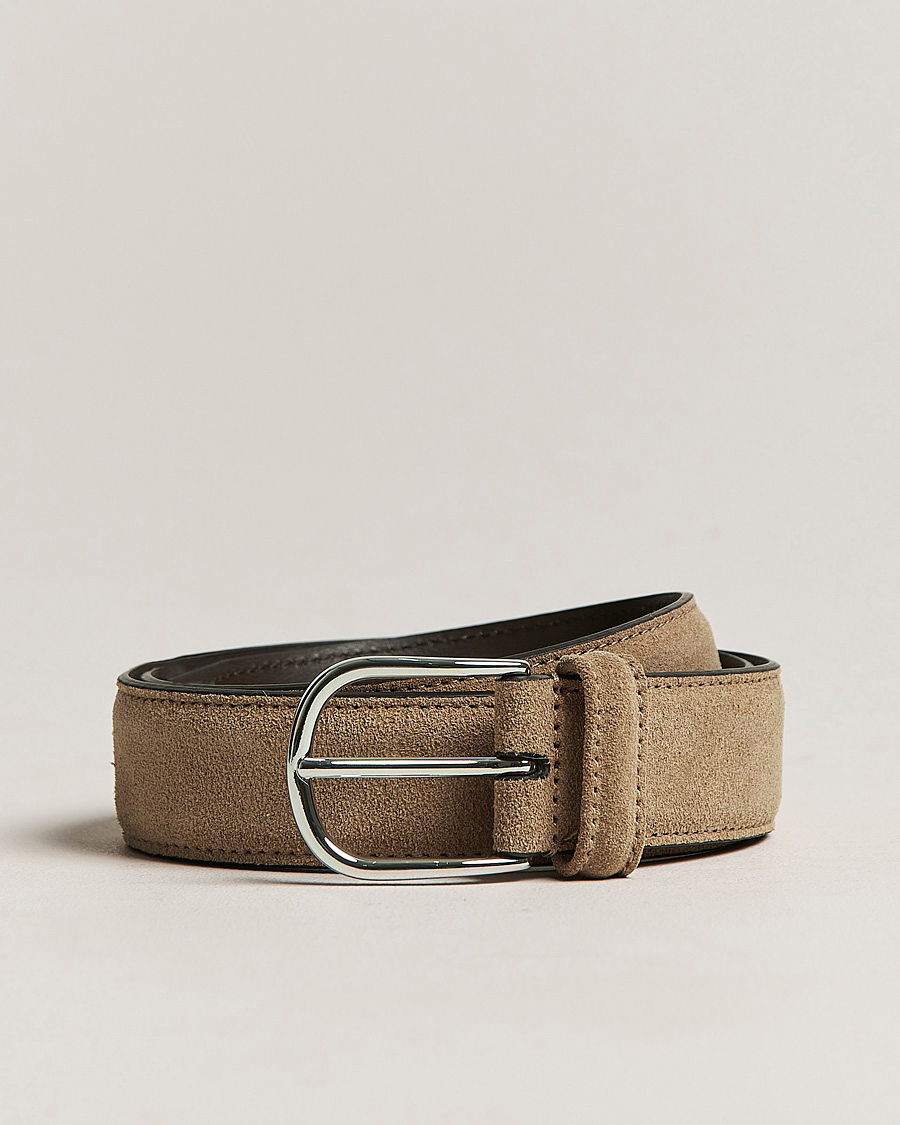 Heren | Riemen | Anderson's | Suede 3,5 cm Belt Beige