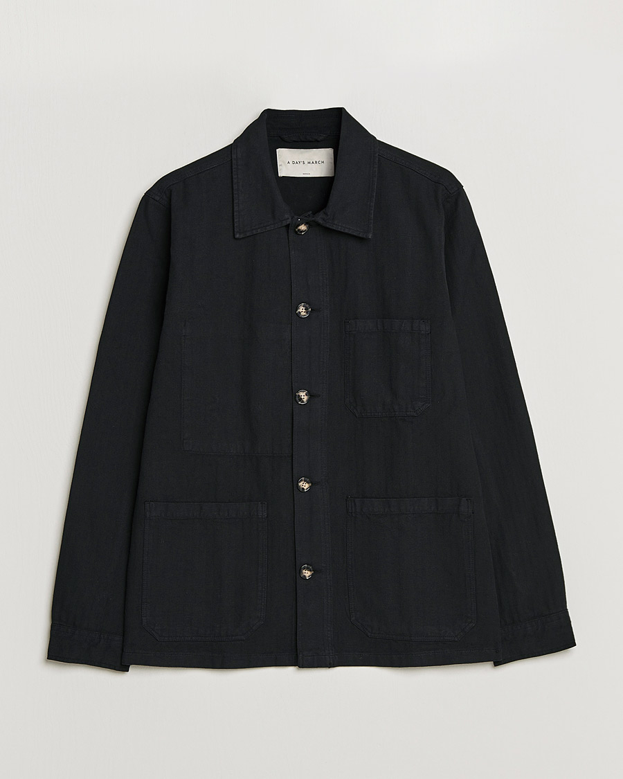 Heren | Overhemden | A Day's March | Original Herringbone Overshirt Black