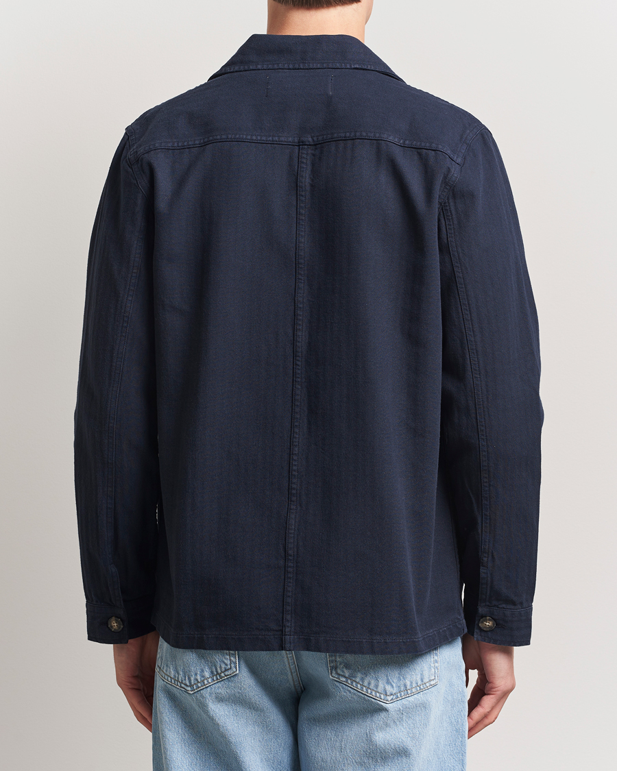 Heren | Overhemden | A Day's March | Herringbone Overshirt Navy