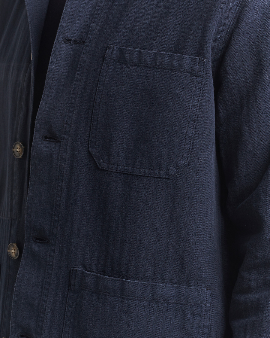 Heren | Overhemden | A Day's March | Herringbone Overshirt Navy
