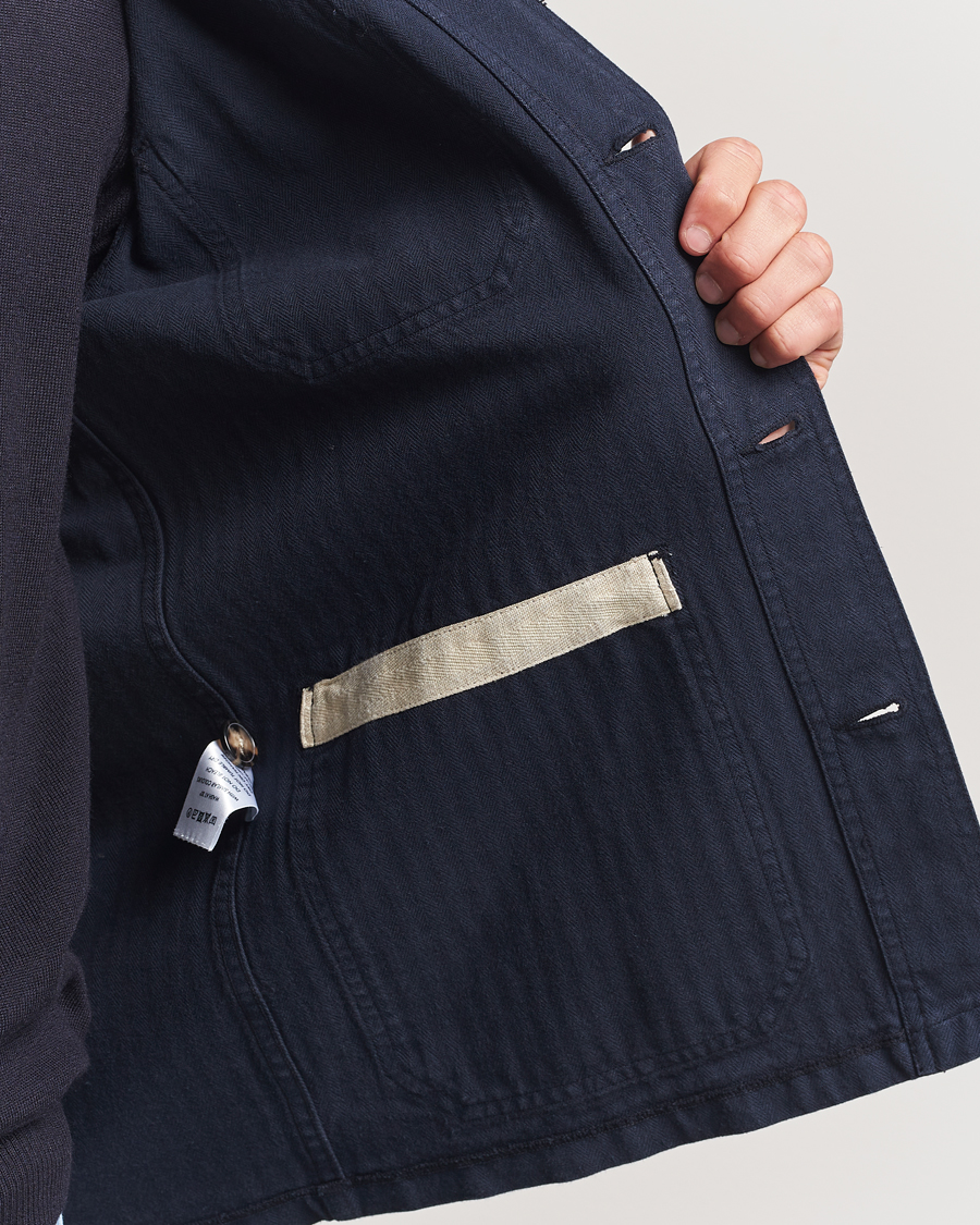 Heren | Overhemden | A Day's March | Herringbone Overshirt Navy