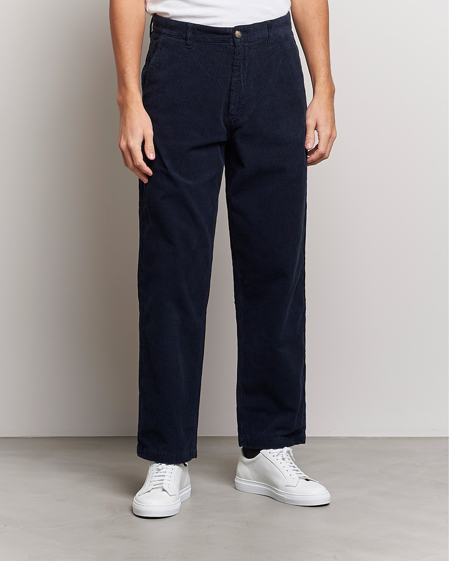 Heren | Broeken | A Day's March | Redwood Cord Trousers Navy