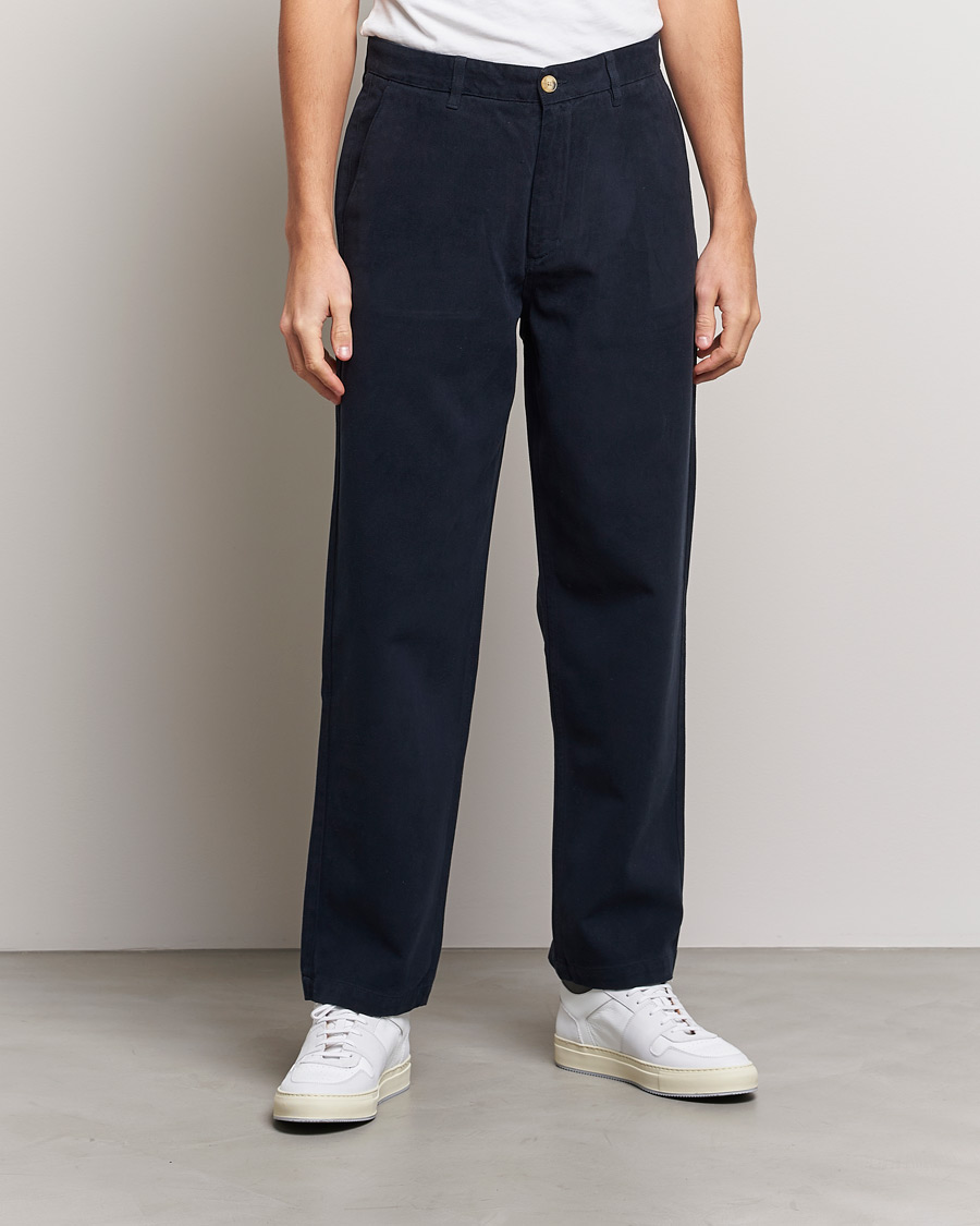 Heren | Broeken | A Day's March | Redwood Cotton/Tencel Trousers Navy