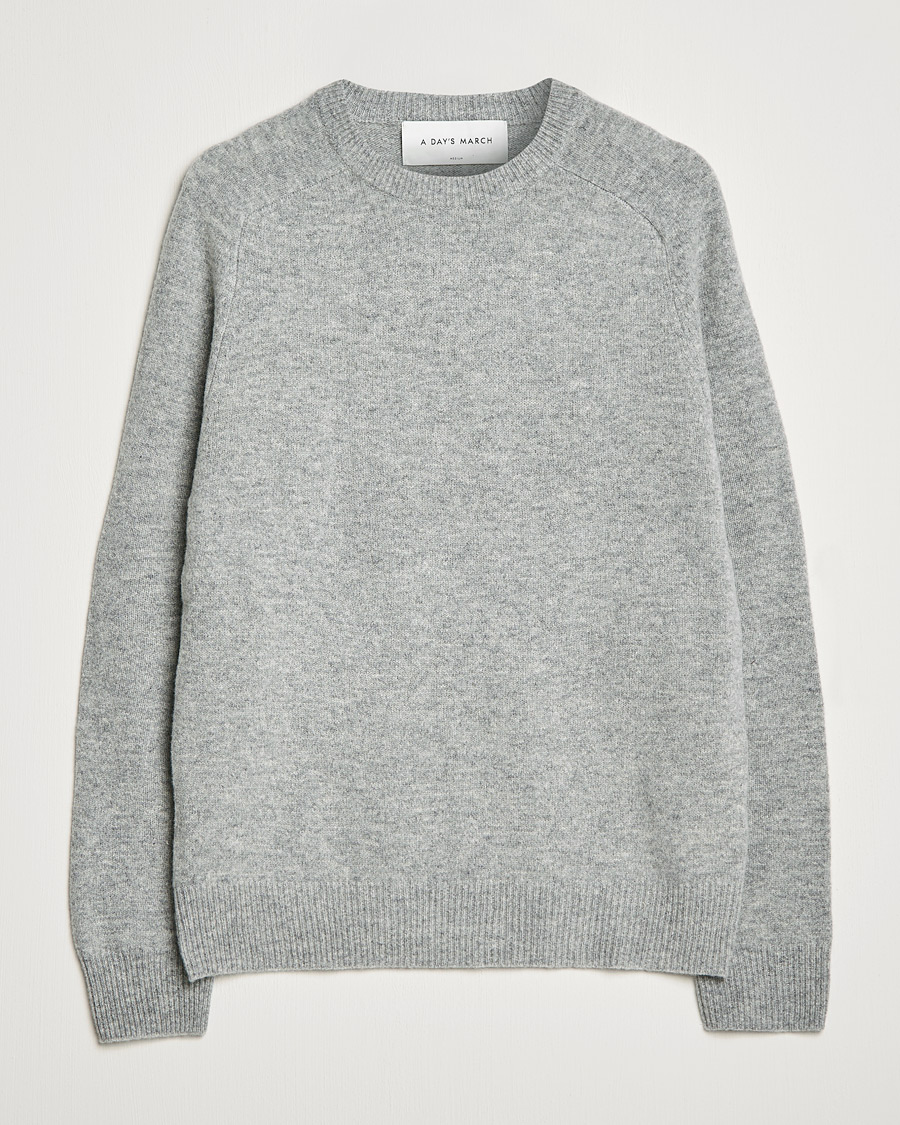 Heren | Truien | A Day's March | Brodick Lambswool Sweater Grey Melange