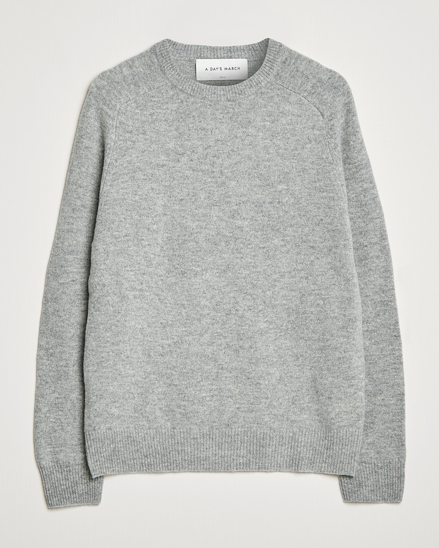 Heren | Truien | A Day's March | Brodick Lambswool Sweater Grey Melange