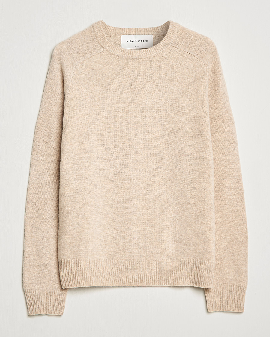 Heren | Business & Beyond | A Day's March | Brodick Lambswool Sweater Sand Melange