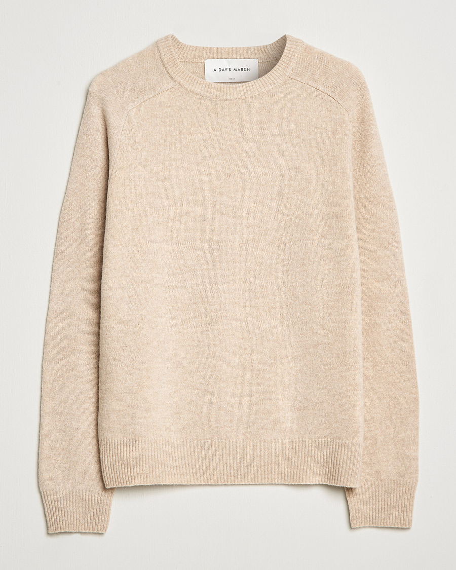 Heren | Truien | A Day's March | Brodick Lambswool Sweater Sand Melange