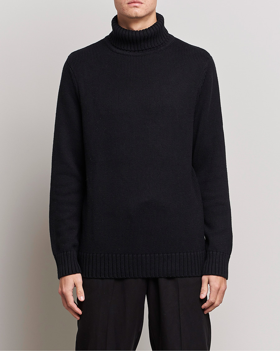 Heren | Business & Beyond | A Day's March | Forres Cotton/Cashmere Rollneck Black