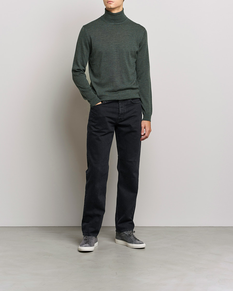 Heren | Truien | A Day's March | Nela Merino Rollneck Moss Melange