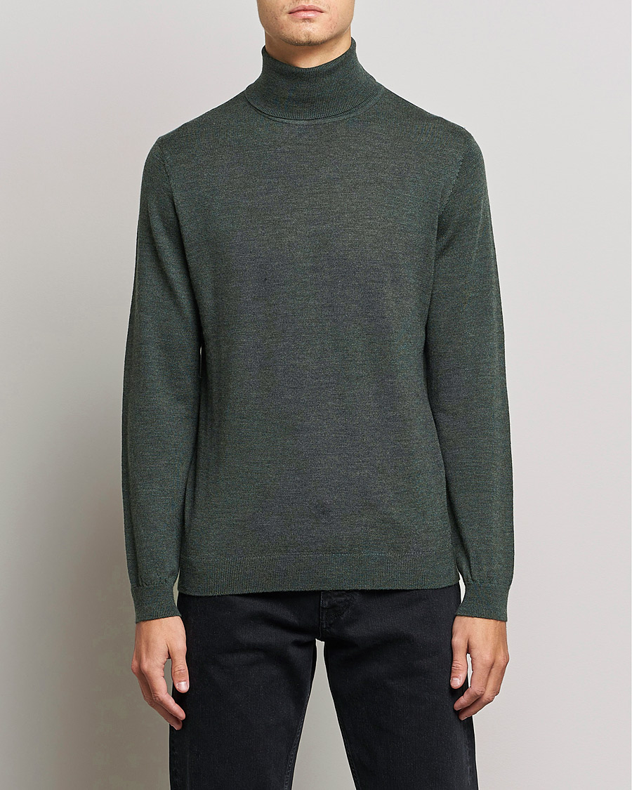 Heren | Truien | A Day's March | Nela Merino Rollneck Moss Melange