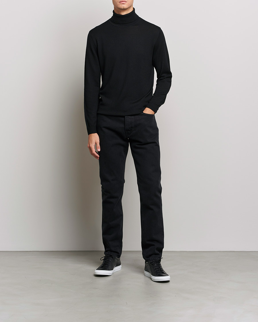 Heren | Truien | A Day's March | Nela Merino Rollneck Black