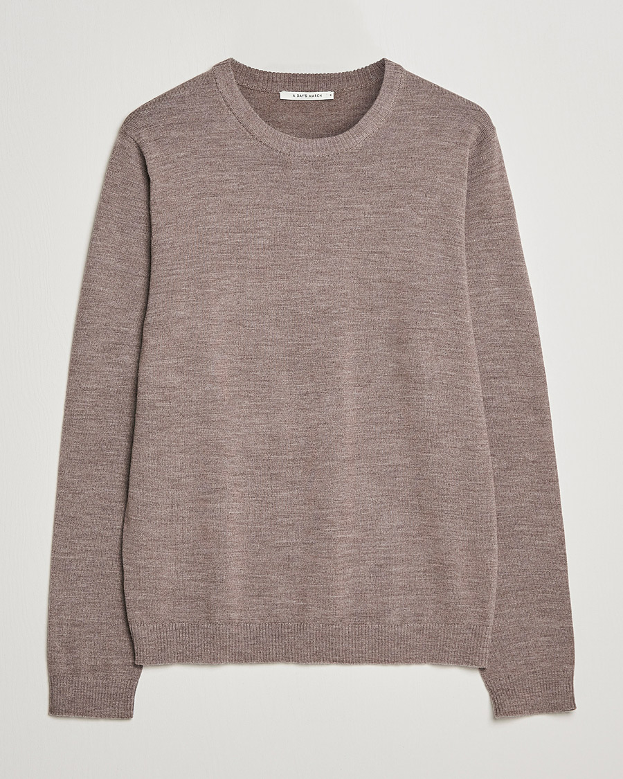 Heren | Truien | A Day's March | Alagón Merino Crew Taupe Melange