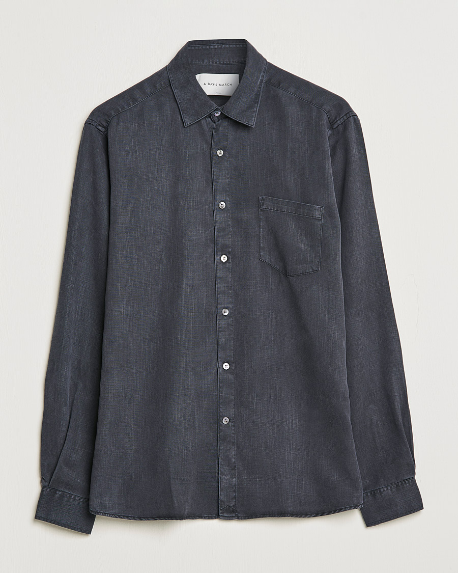 Heren | Overhemden | A Day's March | Daintree Lyocell Shirt Off Black