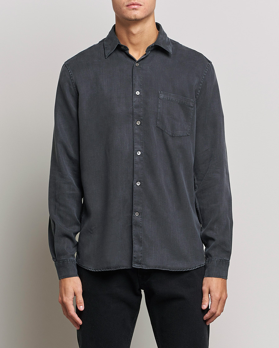 Heren | Overhemden | A Day's March | Daintree Tencel Shirt Off Black