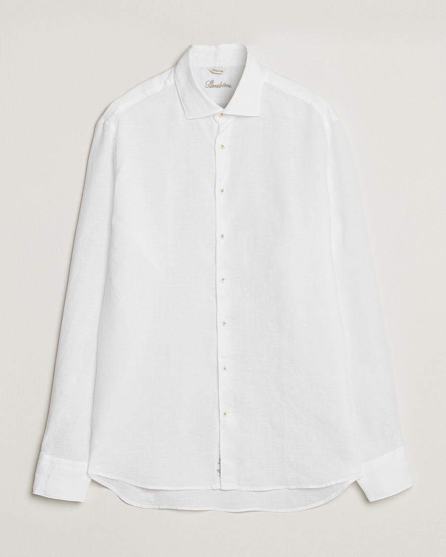 Heren |  | Stenströms | Fitted Body Cut Away Linen Shirt White