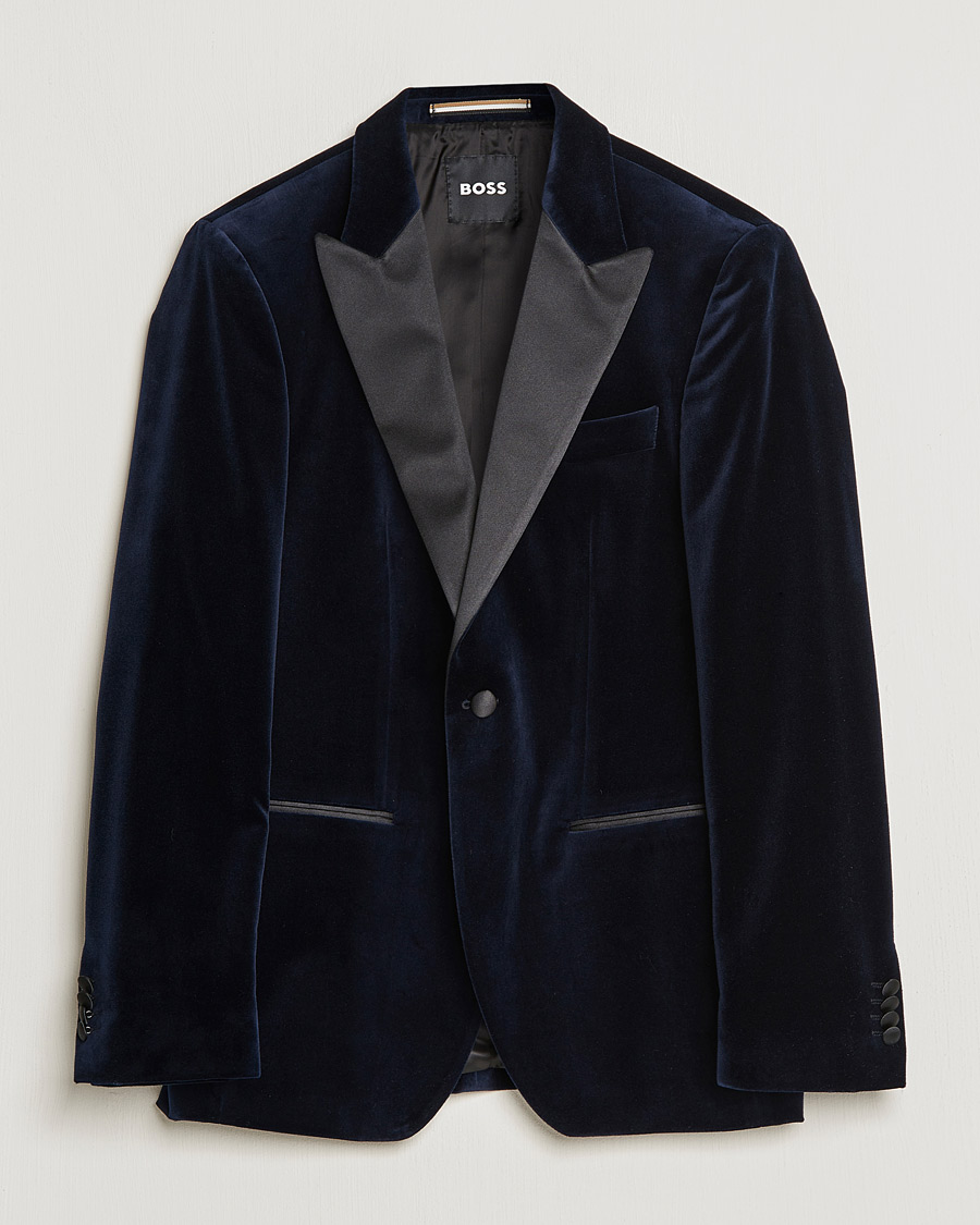Heren | Blazers | BOSS BLACK | Hutson Velvet Tuxedo Blazer Dark Blue
