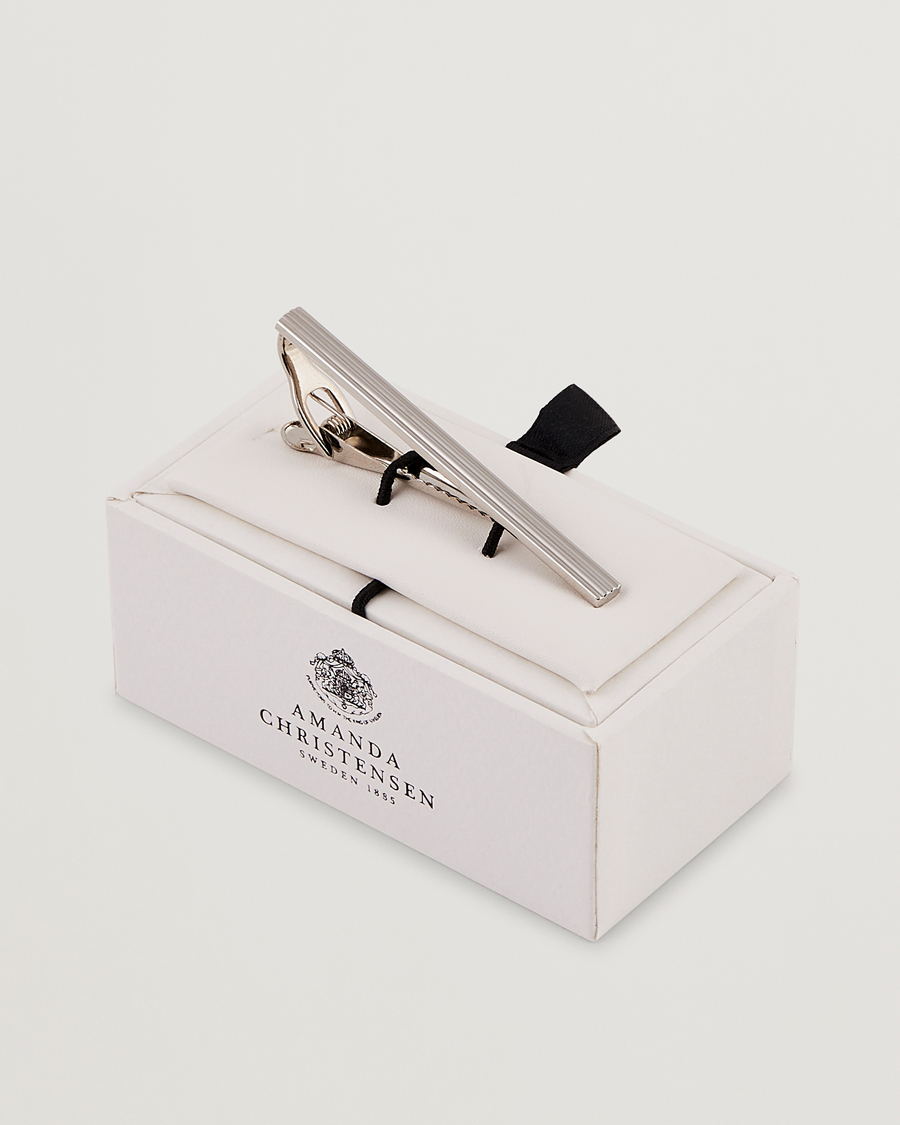 Heren | Stropdassen | Amanda Christensen | Ribbed Tie Clip Silver