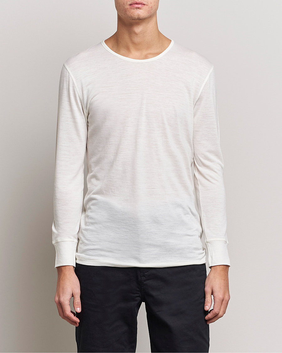 Heren | Zimmerli of Switzerland | Zimmerli of Switzerland | Wool/Silk Long Sleeve T-Shirt Ecru
