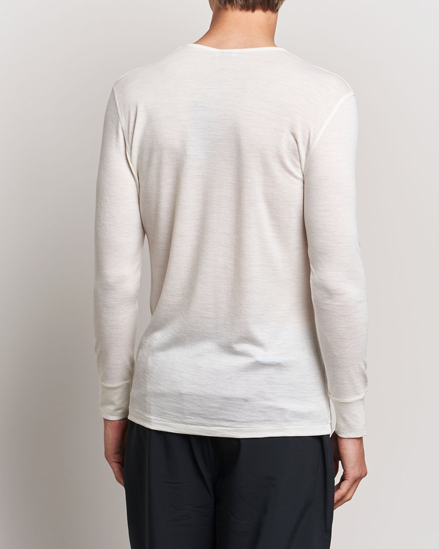 Heren | T-shirts | Zimmerli of Switzerland | Wool/Silk Long Sleeve T-Shirt Ecru