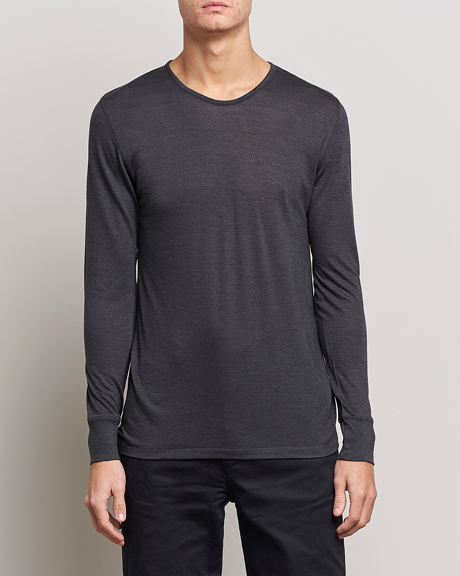 Heren | Zimmerli of Switzerland | Zimmerli of Switzerland | Wool/Silk Long Sleeve T-Shirt Charcoal