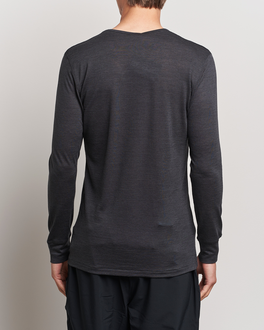 Heren | T-shirts | Zimmerli of Switzerland | Wool/Silk Long Sleeve T-Shirt Charcoal