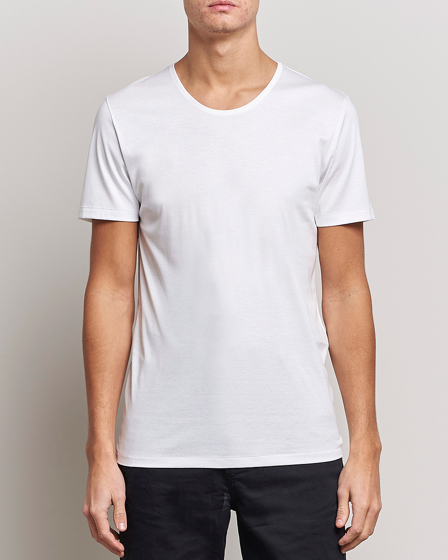 Heren | T-shirts | Zimmerli of Switzerland | Sea Island Cotton Crew Neck T-Shirt White