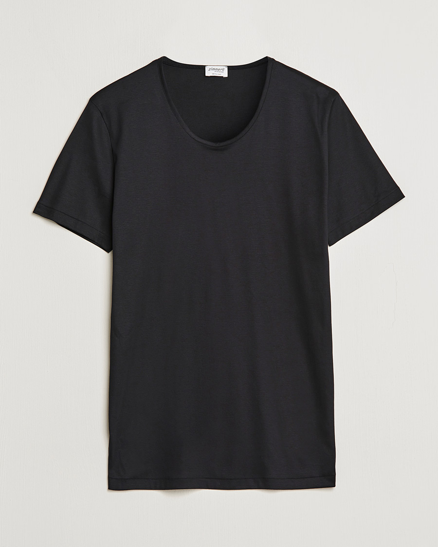Heren | Zimmerli of Switzerland | Zimmerli of Switzerland | Sea Island Cotton Crew Neck T-Shirt Black