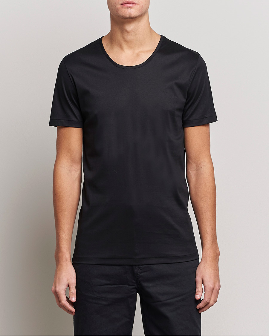 Heren | T-shirts | Zimmerli of Switzerland | Sea Island Cotton Crew Neck T-Shirt Black